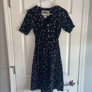 Effie's Heart Black Dress with Gold Pattern